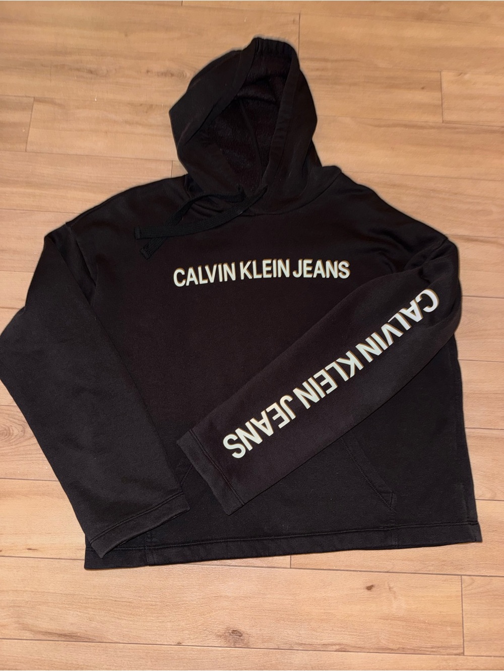 Calvin Klein Jeans Logo Sleeve Hoodie Black Large